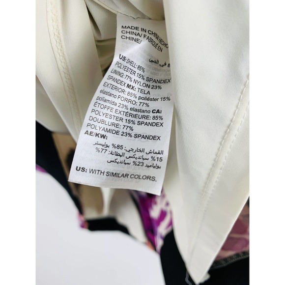 WHBM Size 12 Skirt Pencil Back Zip Slit Purple Floral Stretch Lined Below Knee - Picture 3 of 6